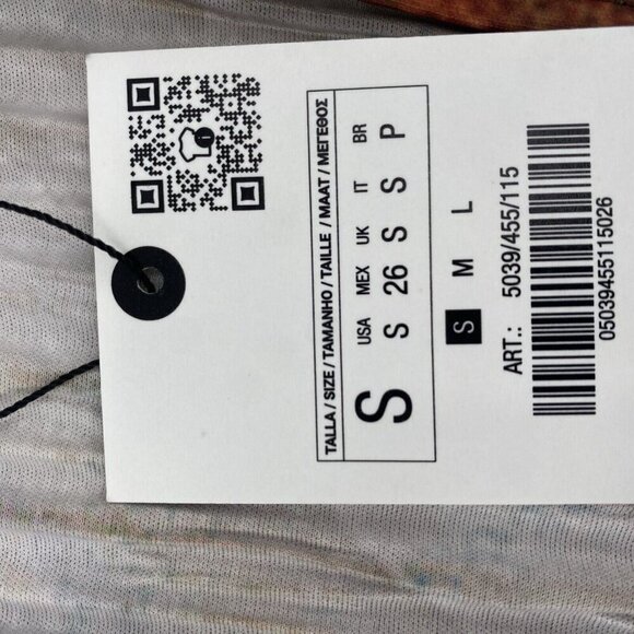 ZARA Women’s Size Small Pleated Kimono Wrap Top Orange Multi NWT - Picture 15 of 16